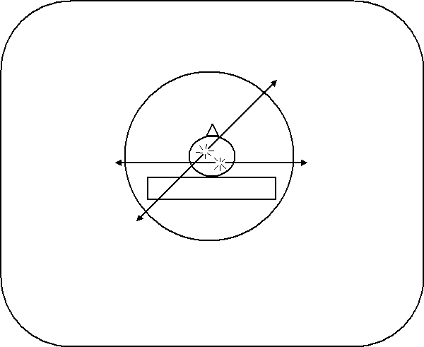 Radioactive isotopes release positrons during decay, which annihilate electrons, forming two gamma rays traveling in opposite directions.  Here, two annihilation events occur in different areas of the brain.