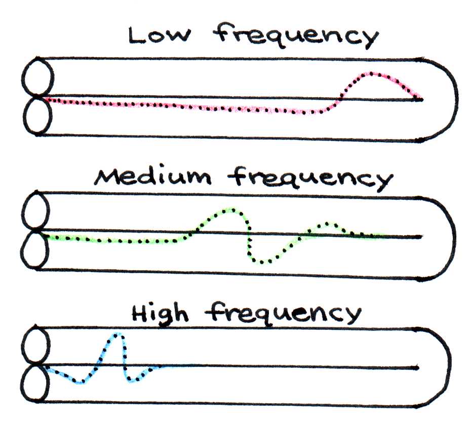 Traveling waves along the basilar membrane.