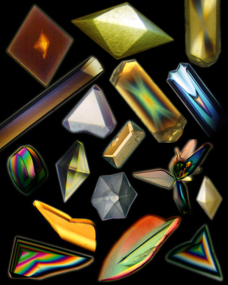 Examples of protein crystals grown in space. https://en.wikipedia.org/wiki/Protein\_crystallization