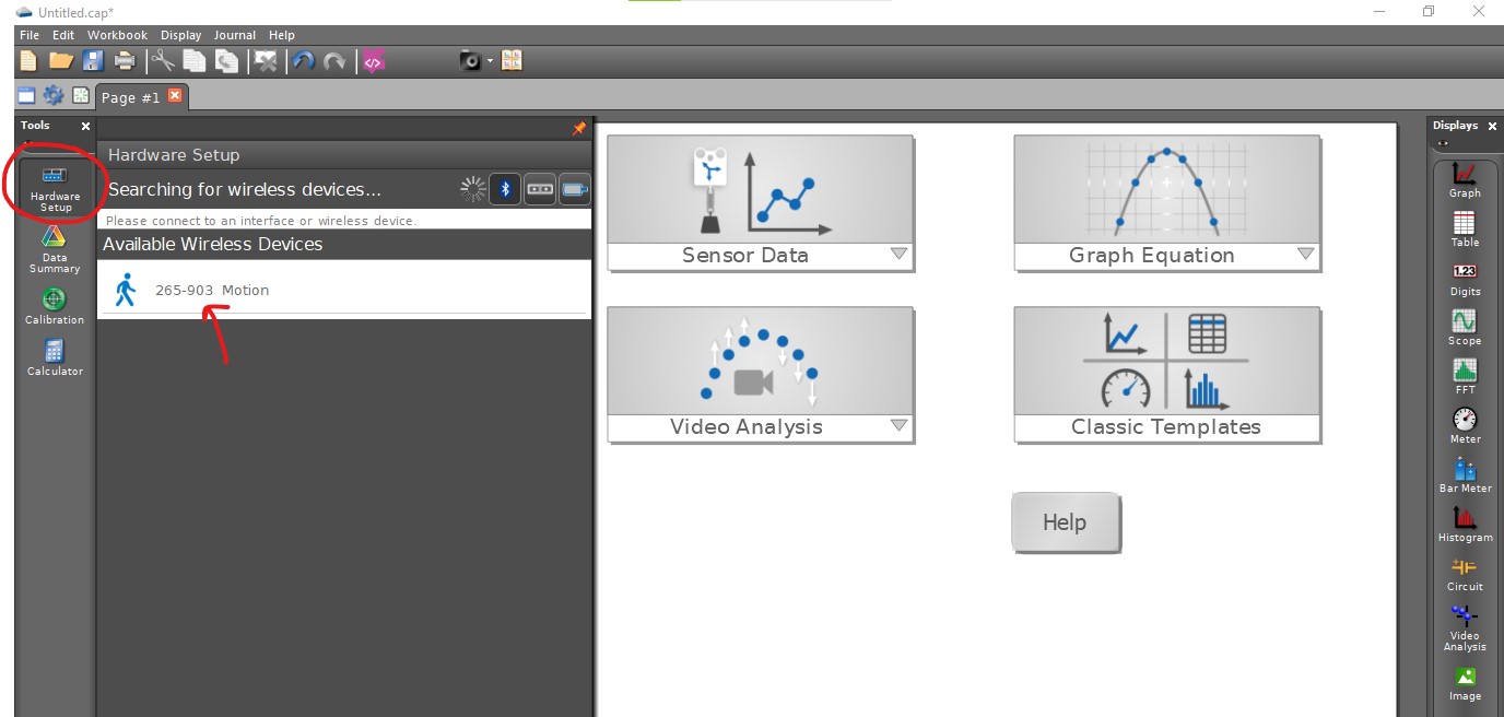 add sensors by clicking the "Hardware Setup" button.