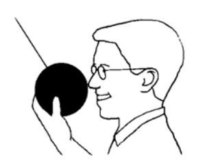 Person holding a tethered ball near their face. If released, the ball will not gain height and hit the person in the face due to conservation of energy.