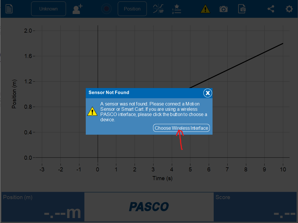 Click the "choose interface" button to find your motion sensor.
