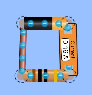 A cartoon of a current measurement.