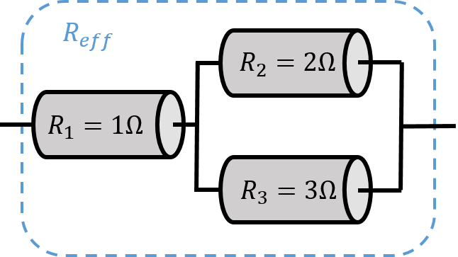 A combination of three resistors.