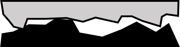 Illustration that the frictional force between surfaces can be thought of as arising from microscopic imperfection in the surfaces, although even two perfectly smooth surfaces would still interact.