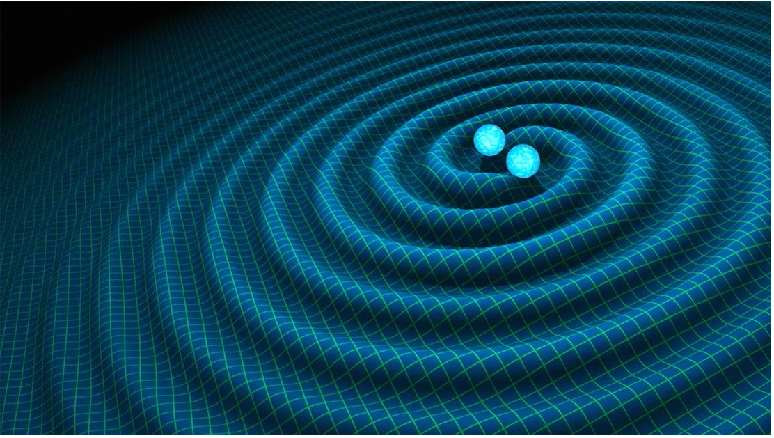 An artist's impression of gravitational waves generated by binary neutron stars. Credit: R. Hurt/Caltech-JPL.