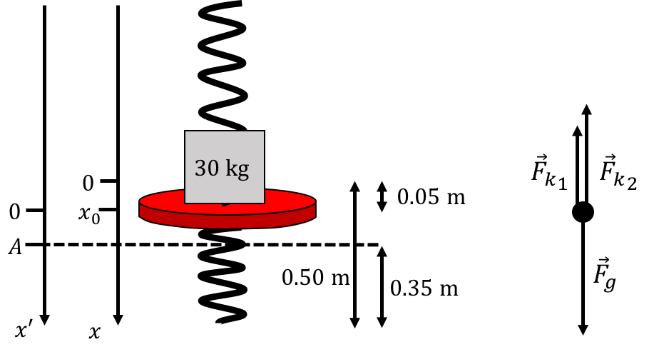 The forces acting on the platform and our new coordinate system.