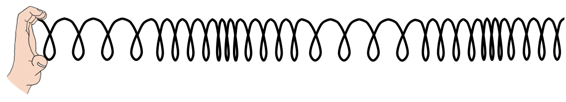 A wave travelling through a slinky. The wave is created when you compress or elongate the slinky.