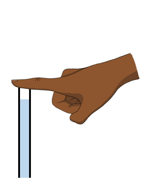 Holding water in a vertical straw.