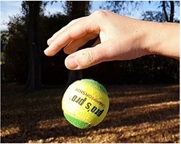 A hand drops a tennis ball (credit:Mike Run).