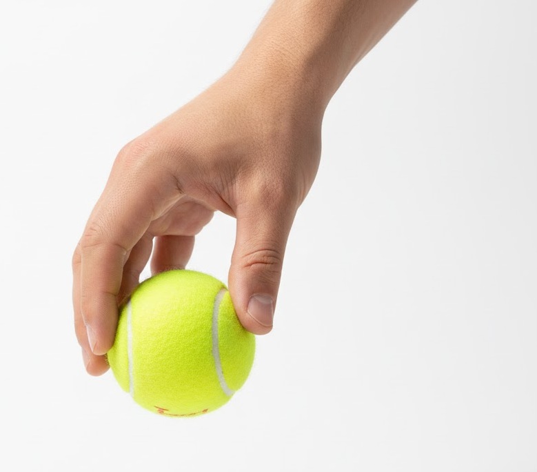 A hand drops a tennis ball (credit:Gemini AI).